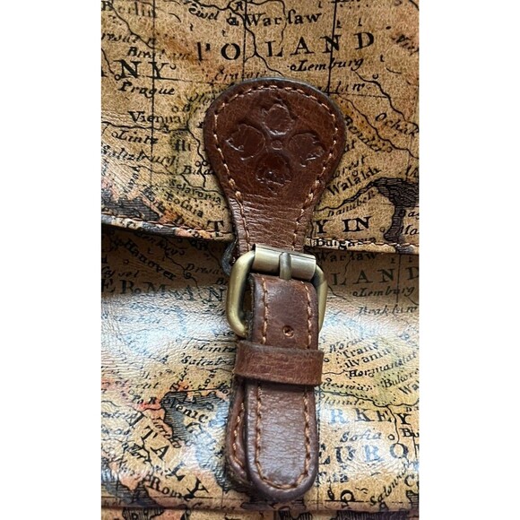 Patricia Nash Saddle Bag Tan European Map London Genuine Leather Crossbody Purse - Picture 16 of 16